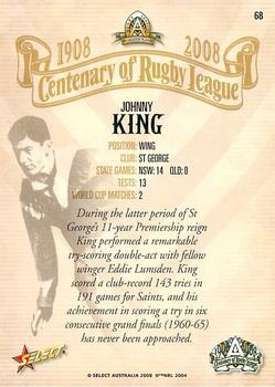 2008 NRL Centenary #68 Johnny King Back